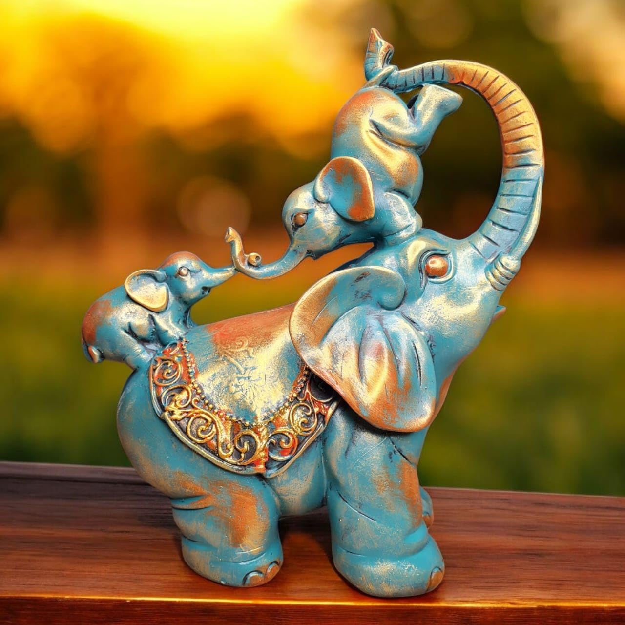 置物 Elephant Buy IMAGICART Fiber Resin Mother Elephant with 2 Baby Elephants